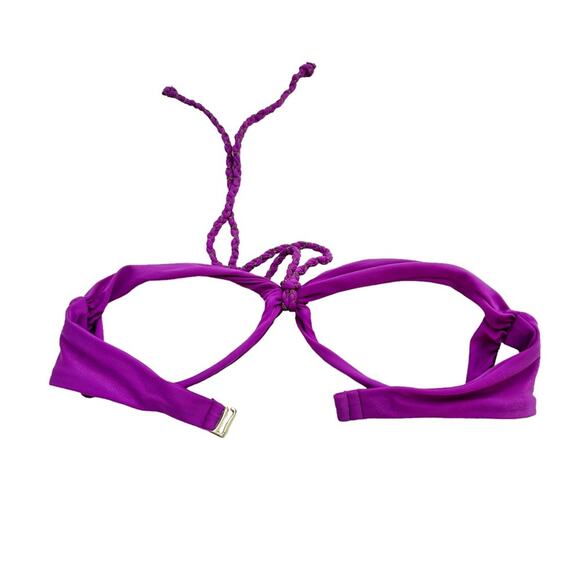 Xhilaration Purple With Gold Sheen & Braided Metal Chain Tie Neck Bikini Top, M - Picture 3 of 8